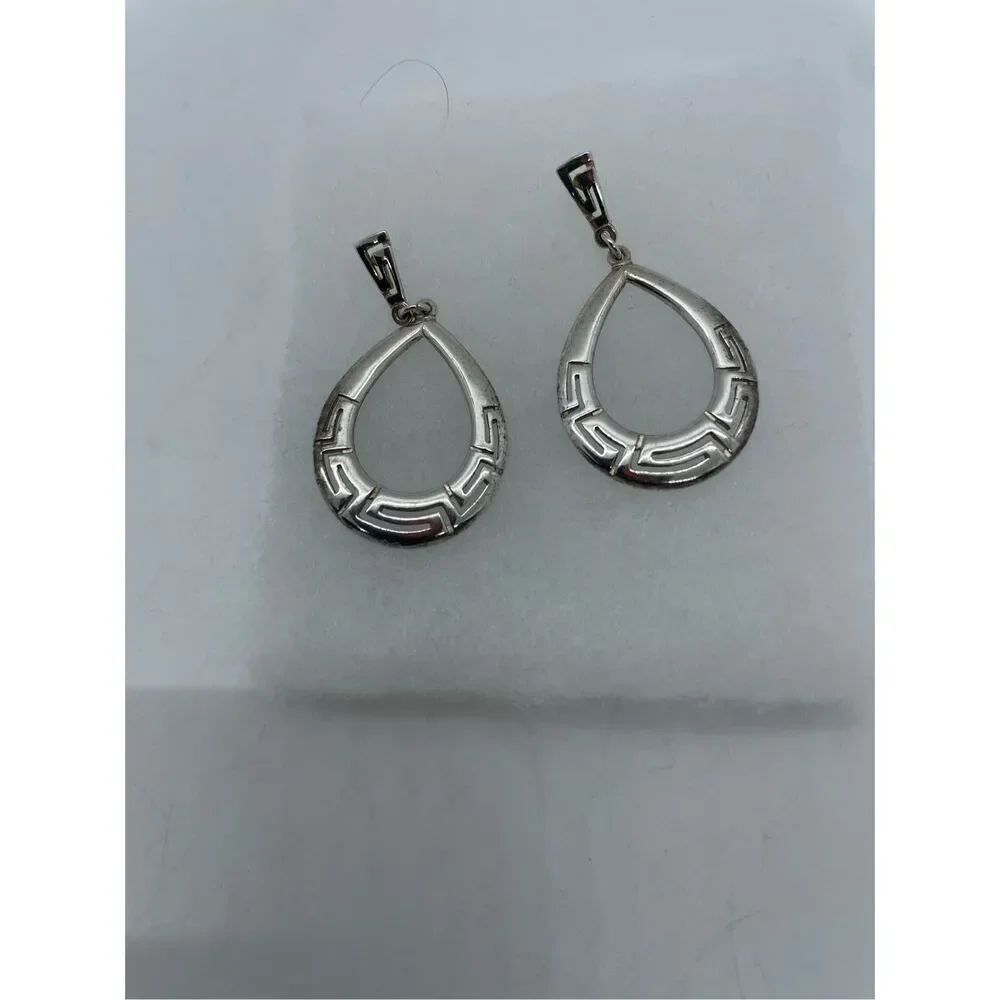 Vintage Greek Pierced Earrings Stamped